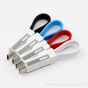 Yijiashishang Mini 3 in 1 Magnetic keychain USB Charger Cable For Android Micro usb,iPhone and USB-C